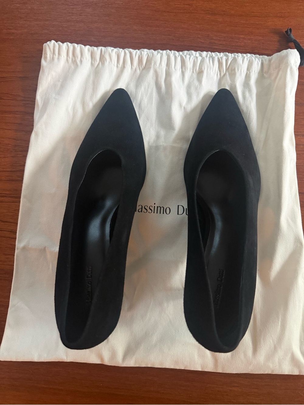 Massimo Dutti Black Kitten Heel Suede Pumps
